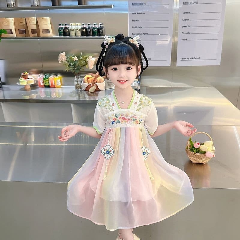 Girls Hanfu Summer Children's Costume Dress 2026 New Chinese Style Summer Baby Princess Dress Summer