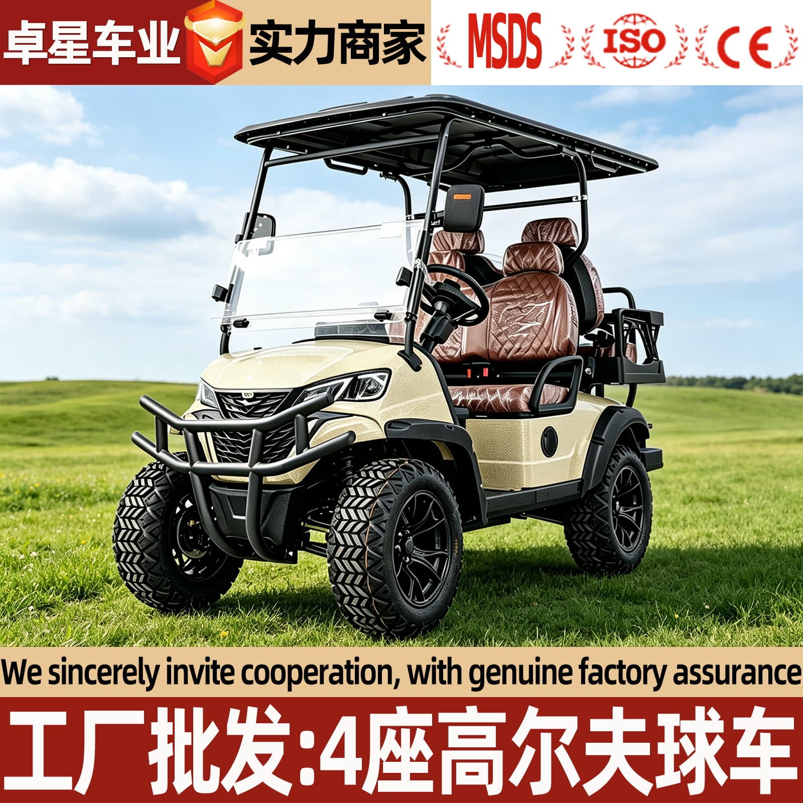 Electric Golf Cart 4-Seater 6-Seater Scenic Tourist Sightseeing Car Hotel Airport Shuttle Golf Cart