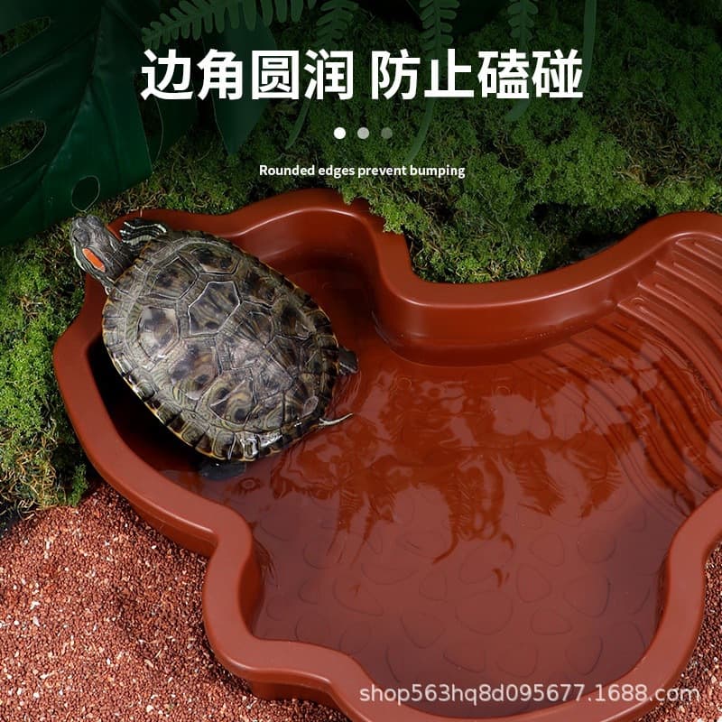 Yellow-margined Box Turtle Soaking Basin, Turtle Feeding Dish, Amphibious Deep Water Basin, Semi-aquatic Turtle, Tortoise, Reptile Pet Enclosure Decoration
