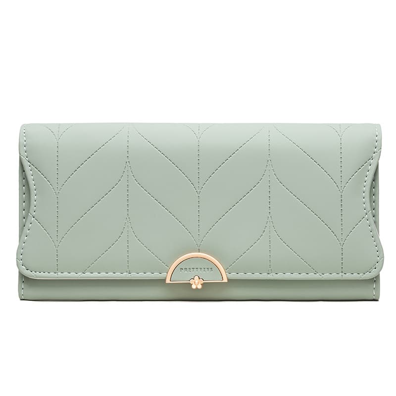 Prettyzys New Women's Long Wallet Fashion Buckle PU Fresh Handheld Clutch Purse