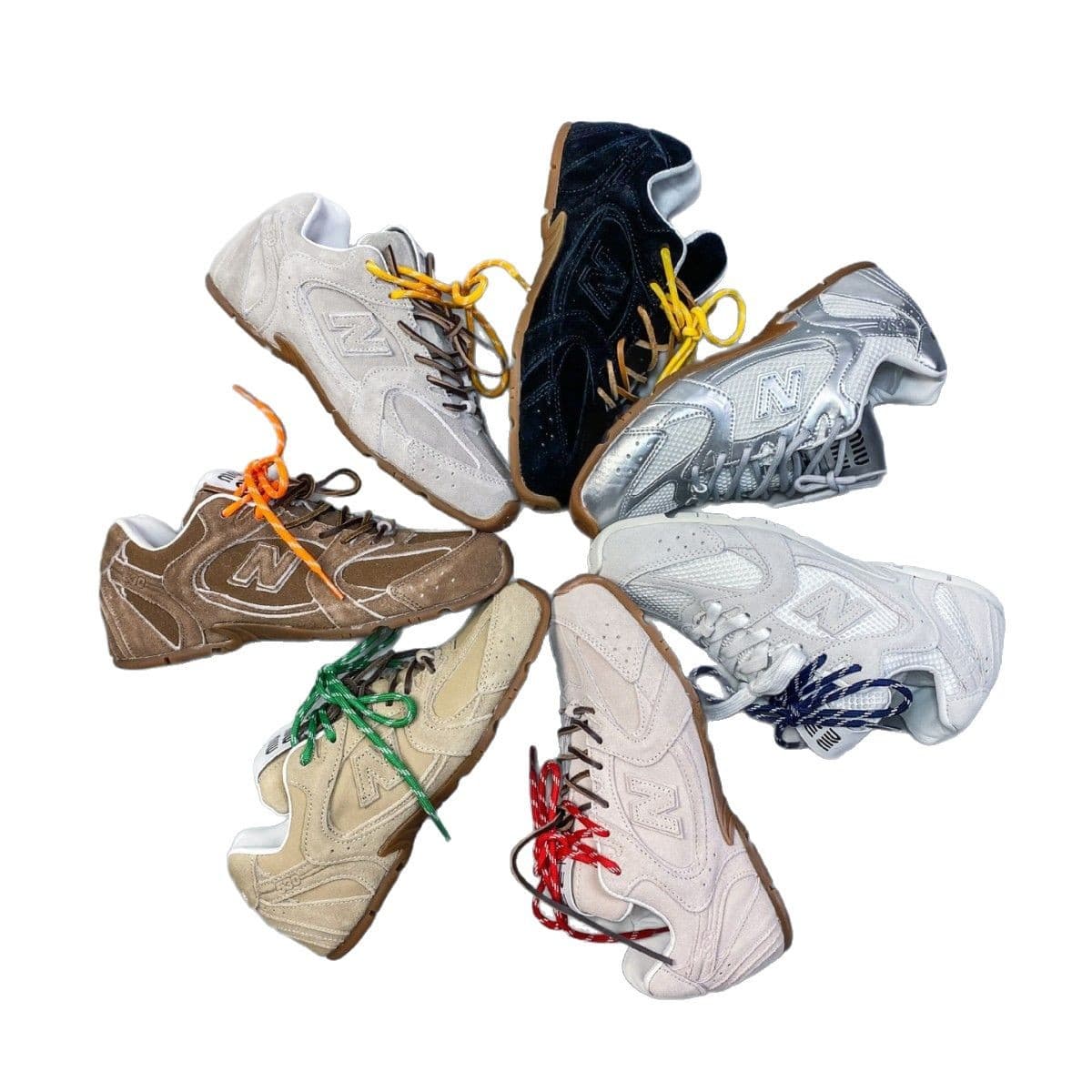 2025 New Miu Miu x NB530 Dad Sneakers for Women, Two-Tone with Genuine Leather, Anti-Slip and Wear-Resistant Athletic Shoes
