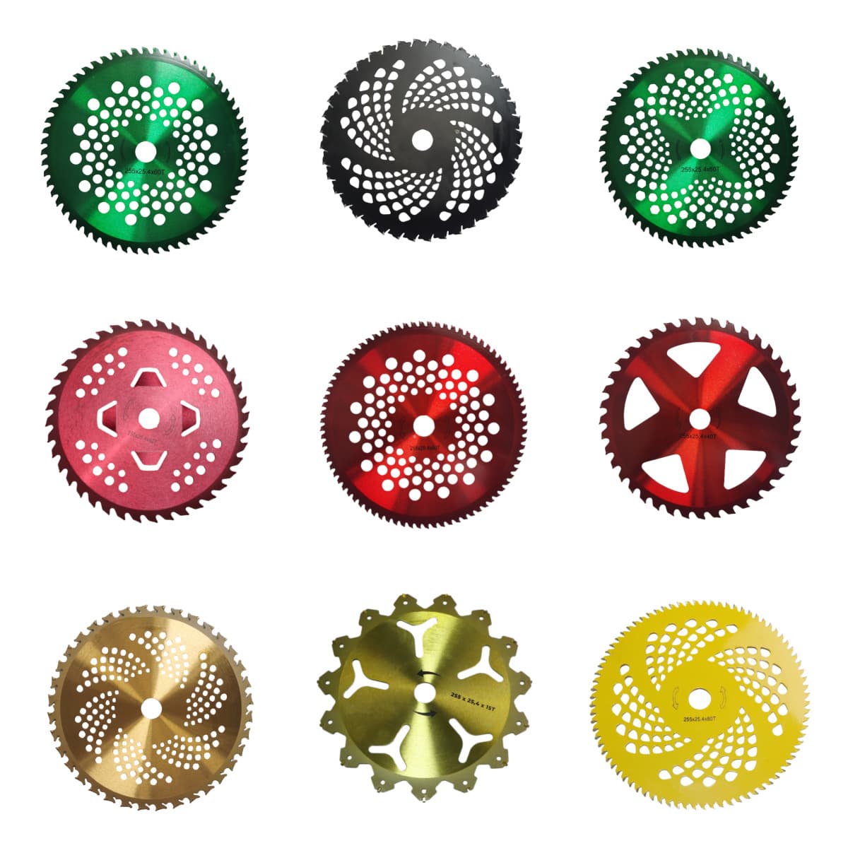 Electroplated Gold Brush Cutter Gas Engine Accessories Alloy Circular Saw Blade 255 Electroplated Finish