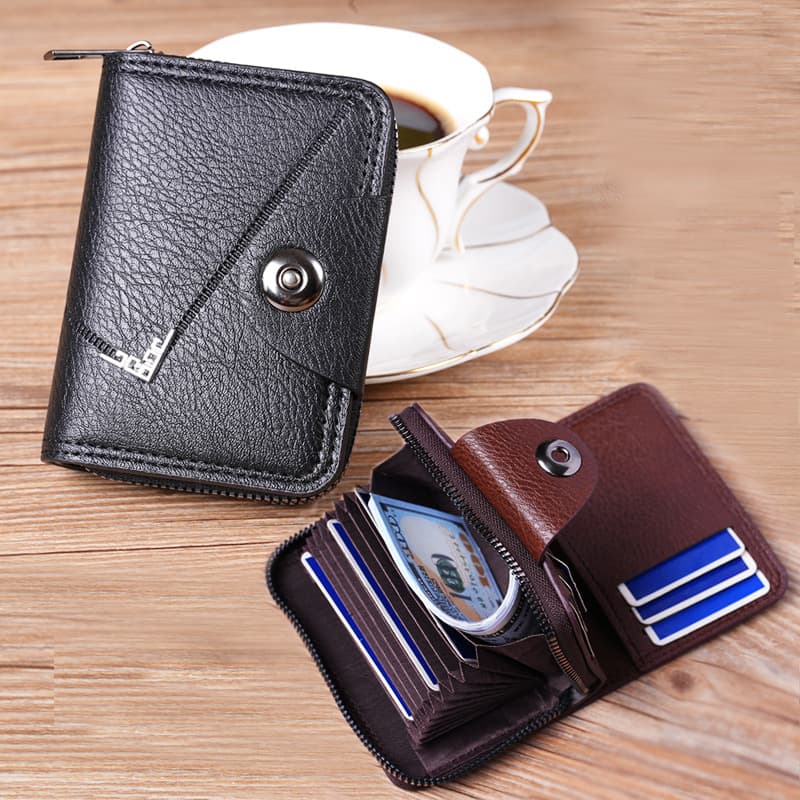 Cross-border Men's Wallet Card Holder 2-in-1 Multi-Card Slot Casual Mini Zipper Wallet for Men Short New Coin Purse