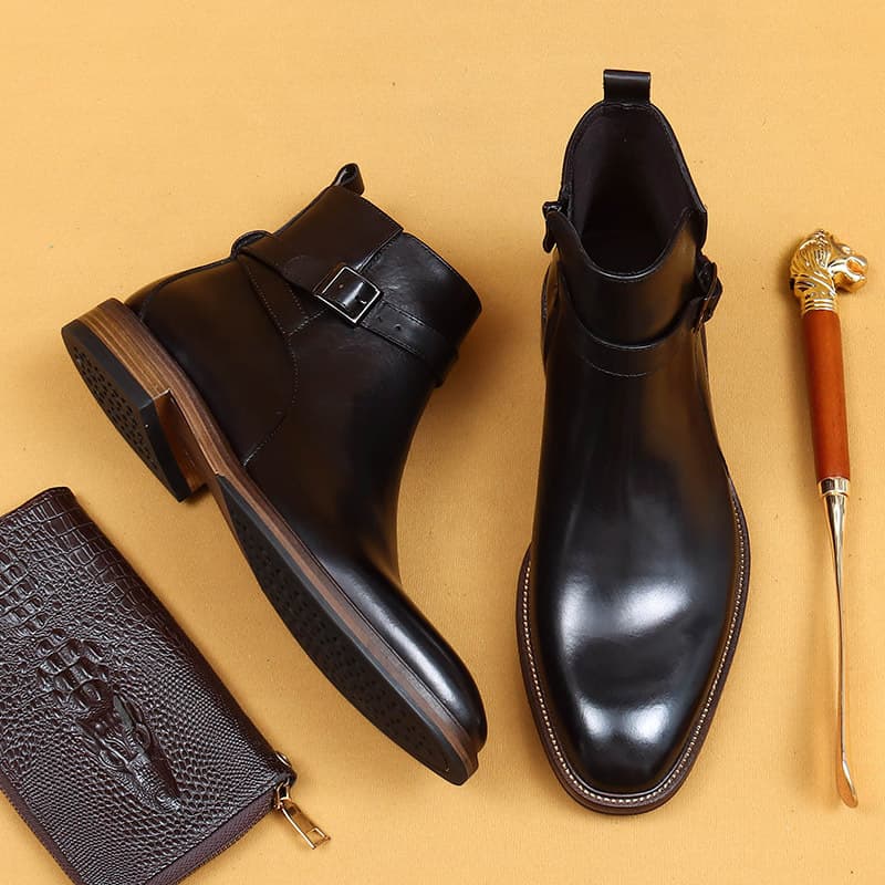 【VIP Exclusive】British Pointed Toe Chelsea Boots Men's Shoes Winter Genuine Leather Cowhide Lining Business Formal Ankle Boots