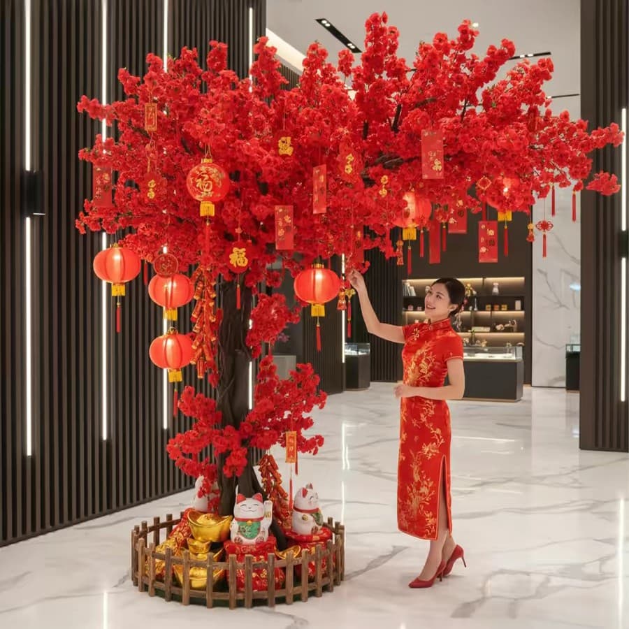 Artificial Peach Blossom Tree, Fake Peach Tree, Large Cherry Blossom Tree, Artificial Plum Blossom Tree, Wishing Tree, Peach Blossom Spring Festival Decoration