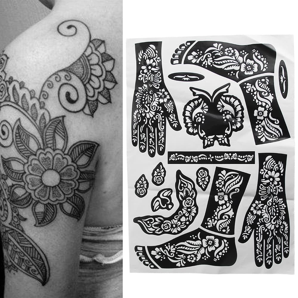 Temporary Stickers Body Paint Hand Foot Leg Arm Airbrush Tattoo Stencil Nail Art Tattoo Hollow Template