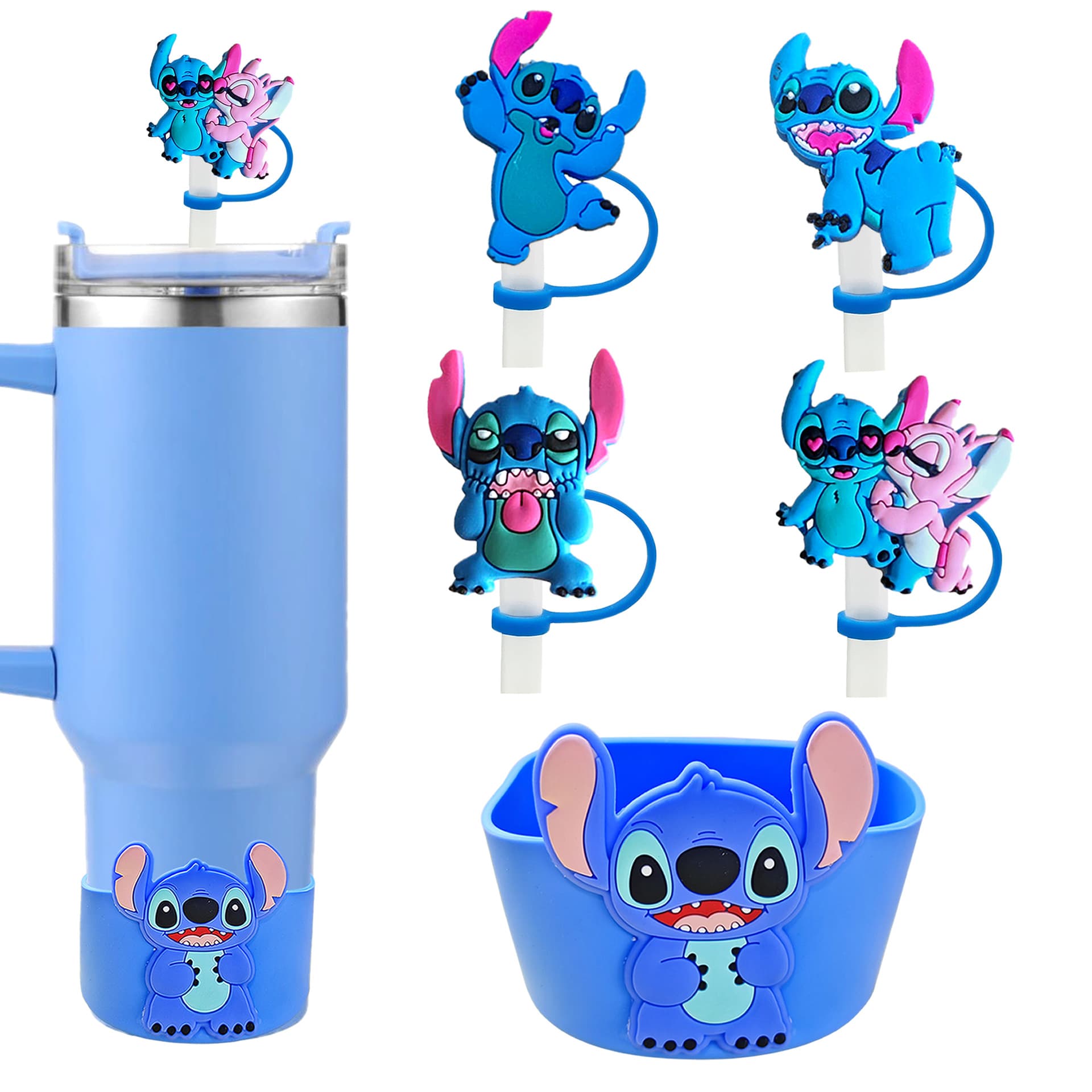 Stitch Silicone Straw Cap 10MM Dust-proof Plug Decorative Cup Cover Cup Boot Stitch Glasses Style