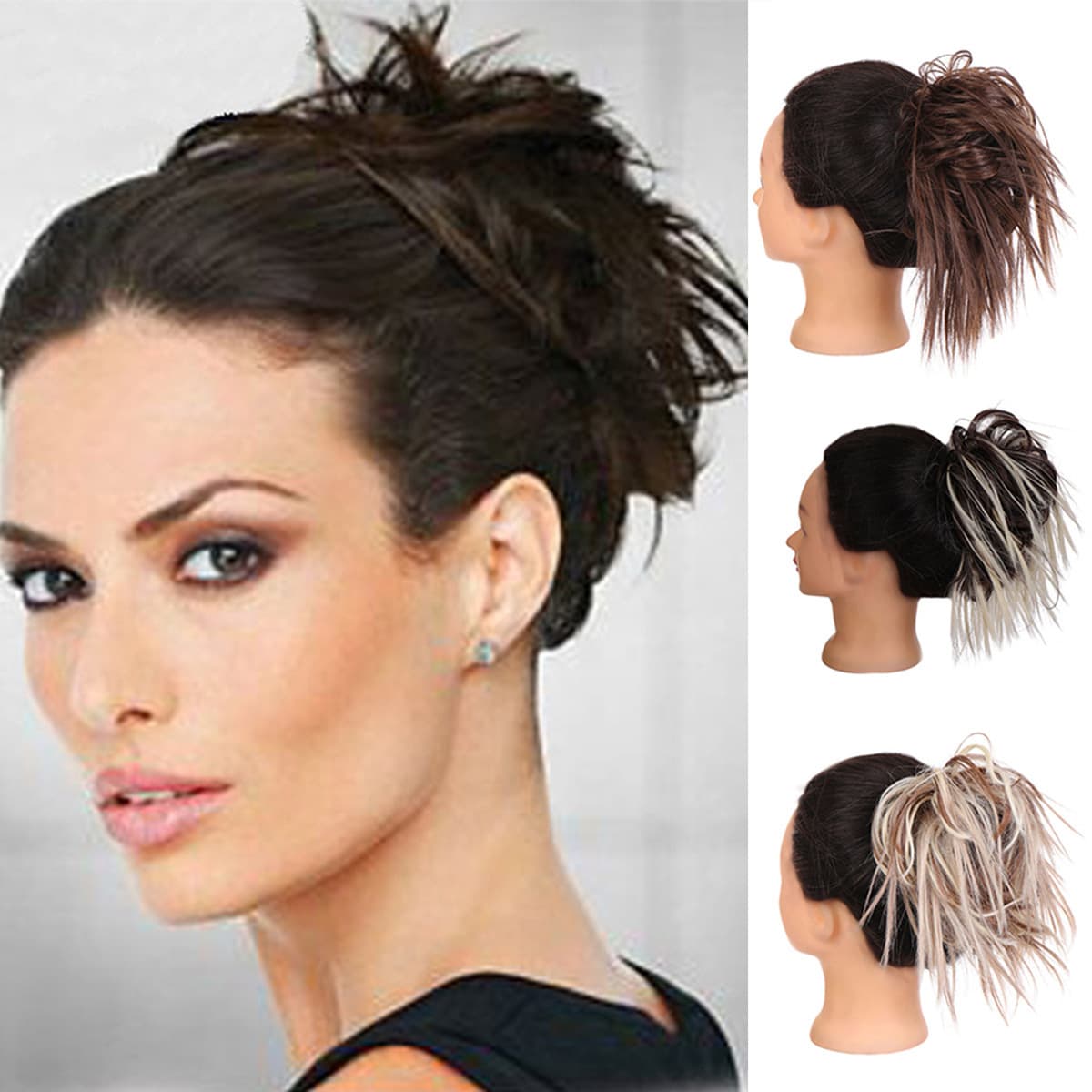 Cross-border Women's Synthetic Hair Bun Messy Cocktail Hairpiece Easy to Wear