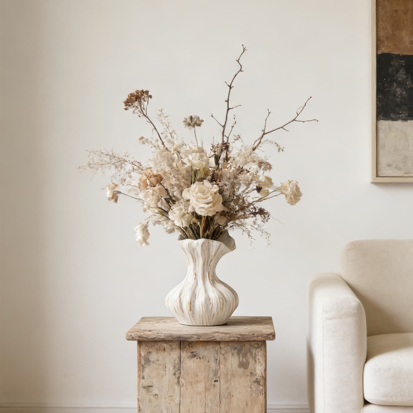 New White Creative Ceramic Vase High-End Art Flower Vase Living Room Table Simple Decorative Ornament Cross-Border