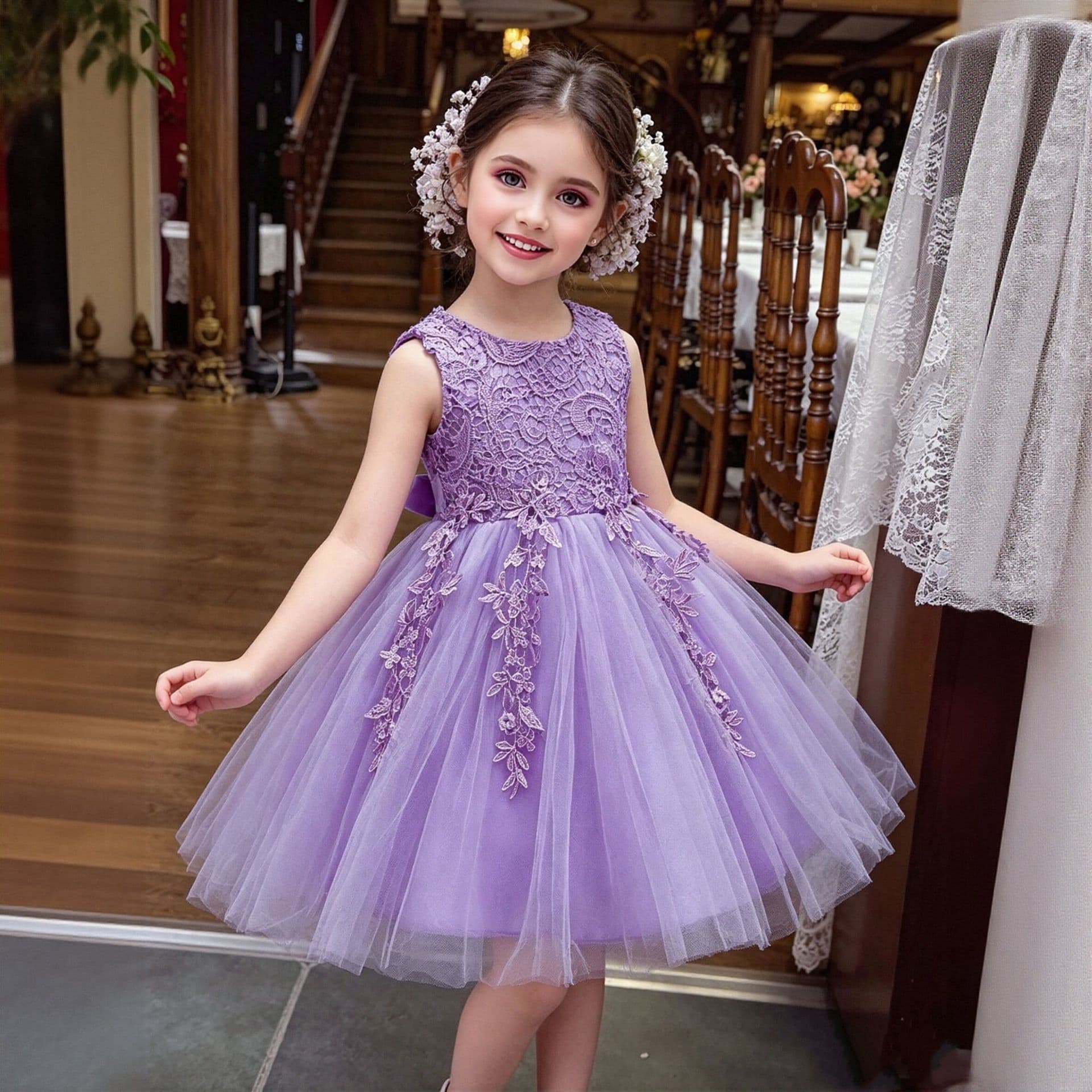 Factory Direct Sales Hot-Selling Children's Dress Embroidered Sweet Princess Dress Girls Wedding Dress Ready for Delivery