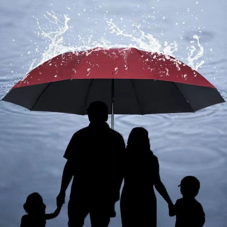 10-Rib Manual Straight Edge Black Coated Sun Protection UV Umbrella, Shade Umbrella, Folding Sun Umbrella, All-Weather Umbrella, Advertising Logo