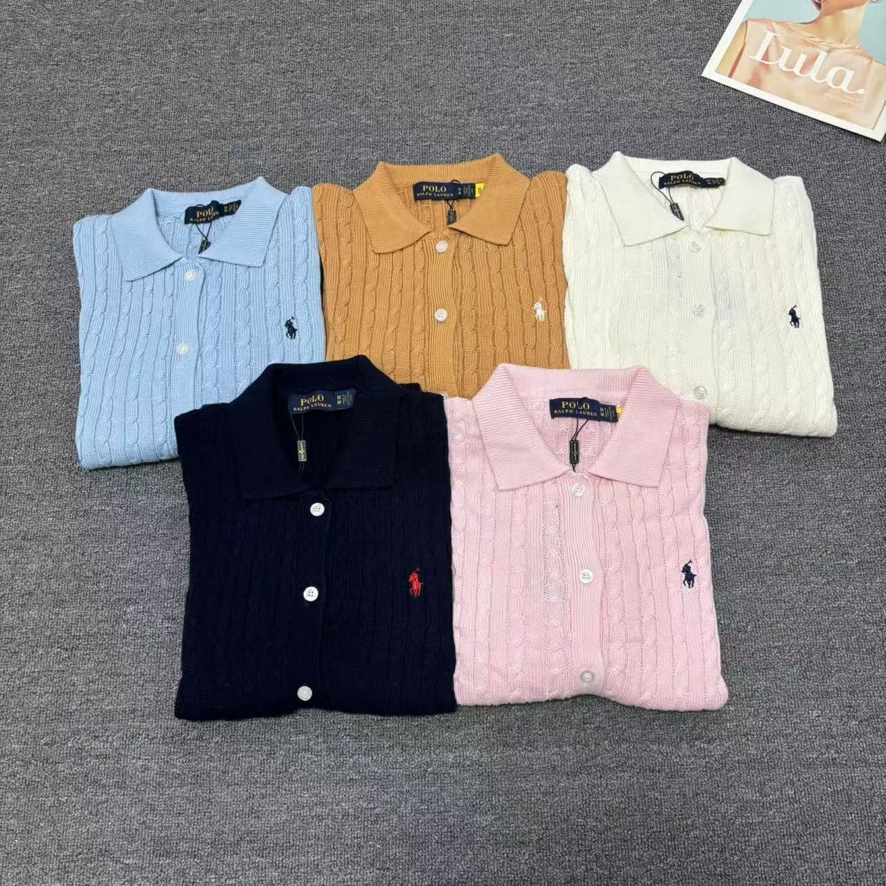 2025 Autumn/Winter New Arrival Pony Embroidery Polo Knit Cardigan Long Sleeve Casual Fashion Commute Women's Top