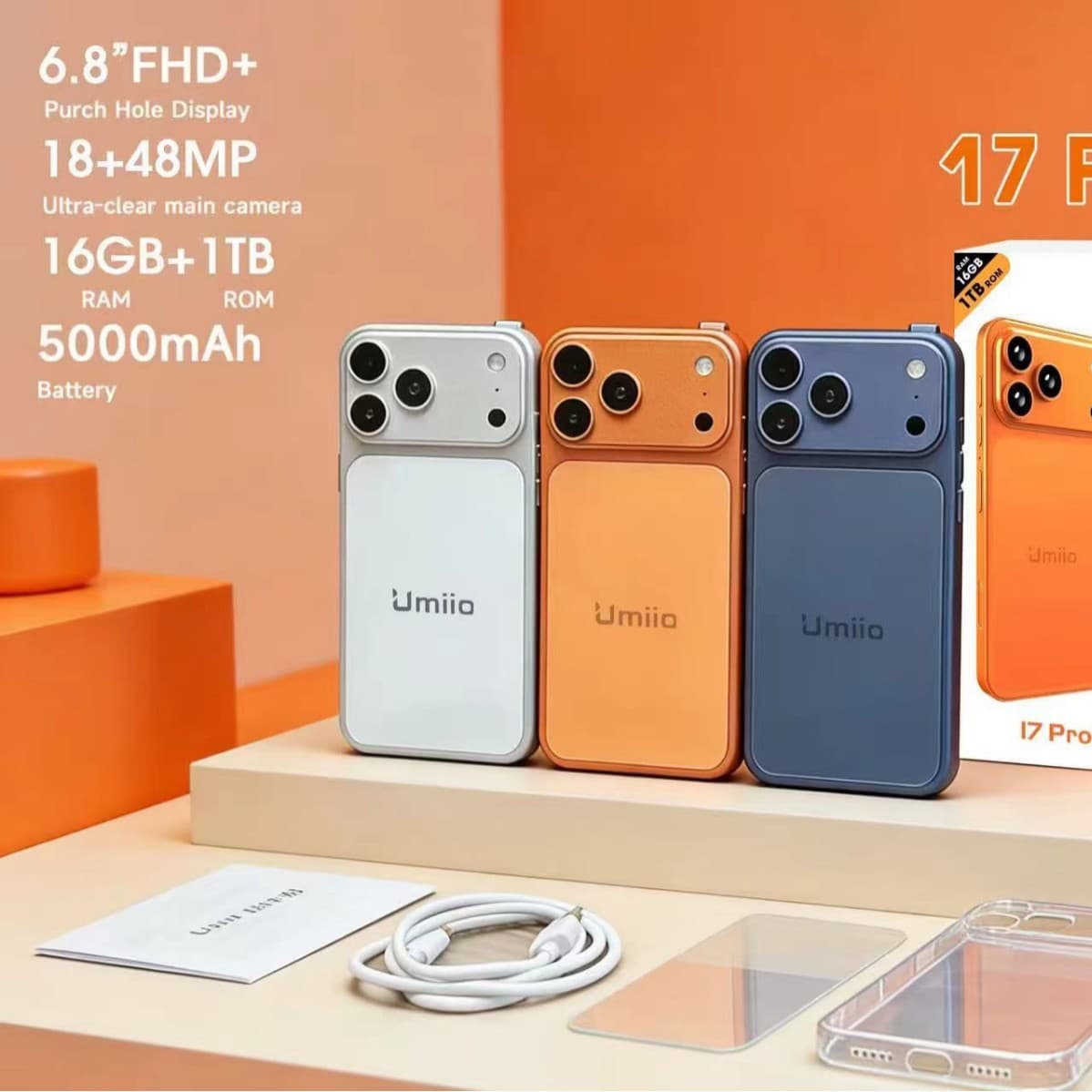 UMIIO cross-border new 17promax smartphone 6-inch large screen HD external single eight-core 1TB Google store