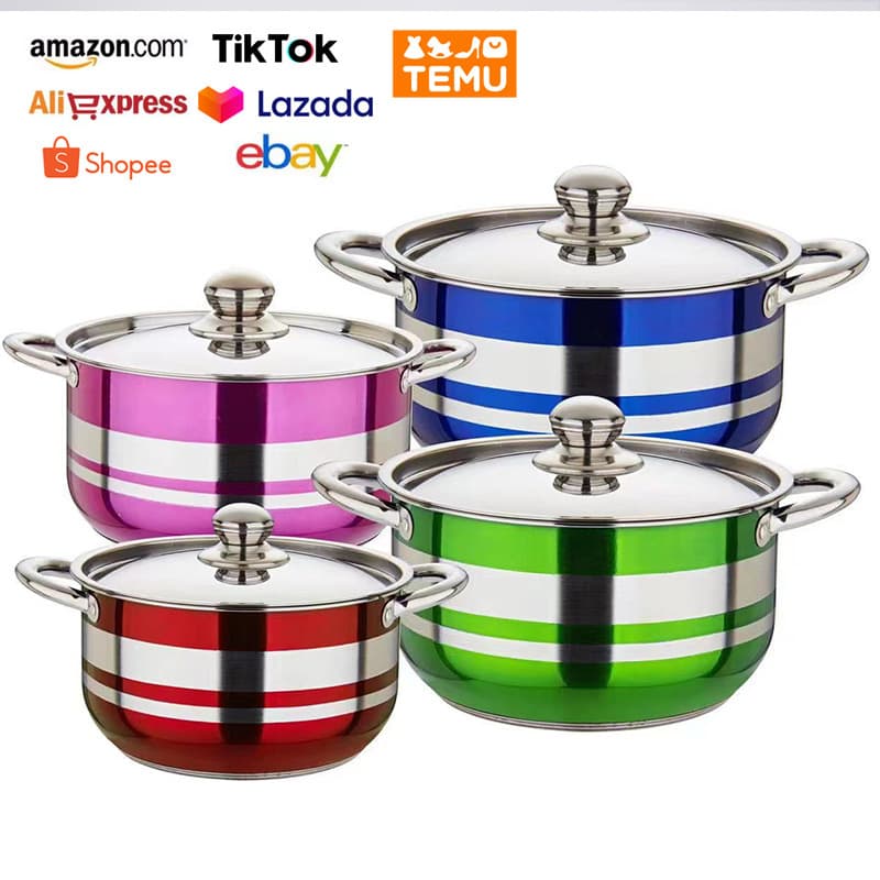 Thickened Stainless Steel Colorful Pot Set 4PCS Cross-Border Trade Source Mexico Spain Cooking Pot