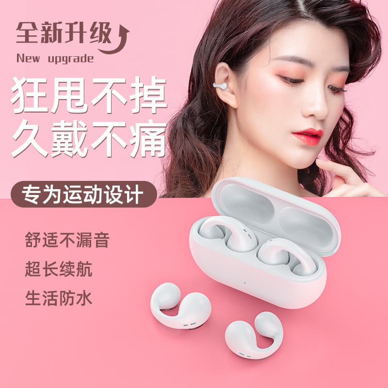 2024 New OWS Bluetooth Earphones Wireless Bone Conduction Open-Ear Running Sports Noise-Canceling Clip-On Earphones
