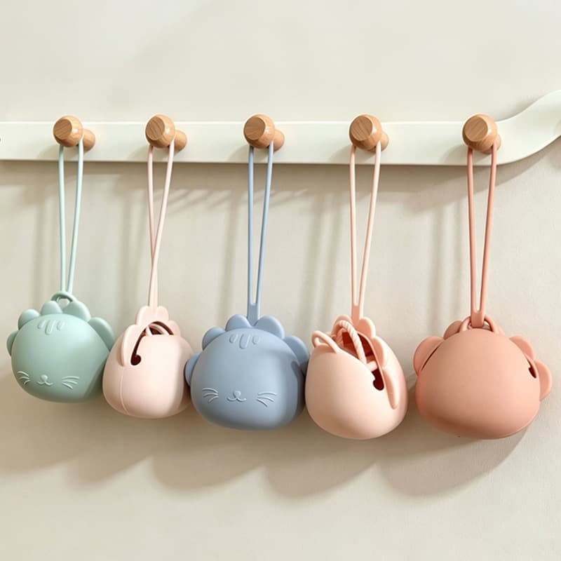 Pacifier Storage Box Portable Baby Pacifier Case Silicone Pacifier Anti-Drop Box with Lanyard Cartoon Style