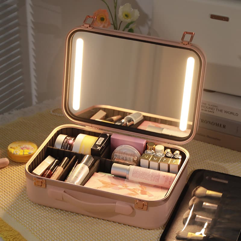 Custom Cosmetic Case with Mirror and Light Makeup Storage Box Portable Tattoo Case for Makeup Artists