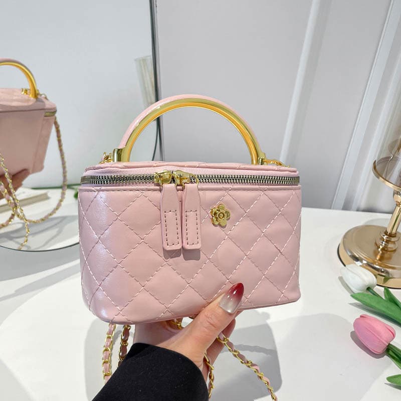 Diamond Chain Bag Women's 2026 Summer Fashion Camellia Box Bag Hand-held Shoulder Crossbody Women's Bag Trendy Style