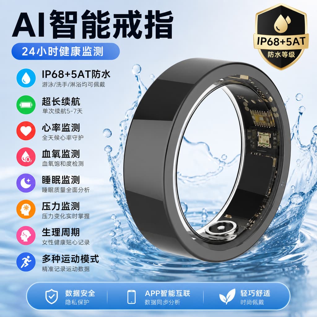 Health ai smart ring Bluetooth wearable device sports heart rate smart ring counting cross-border smart ring