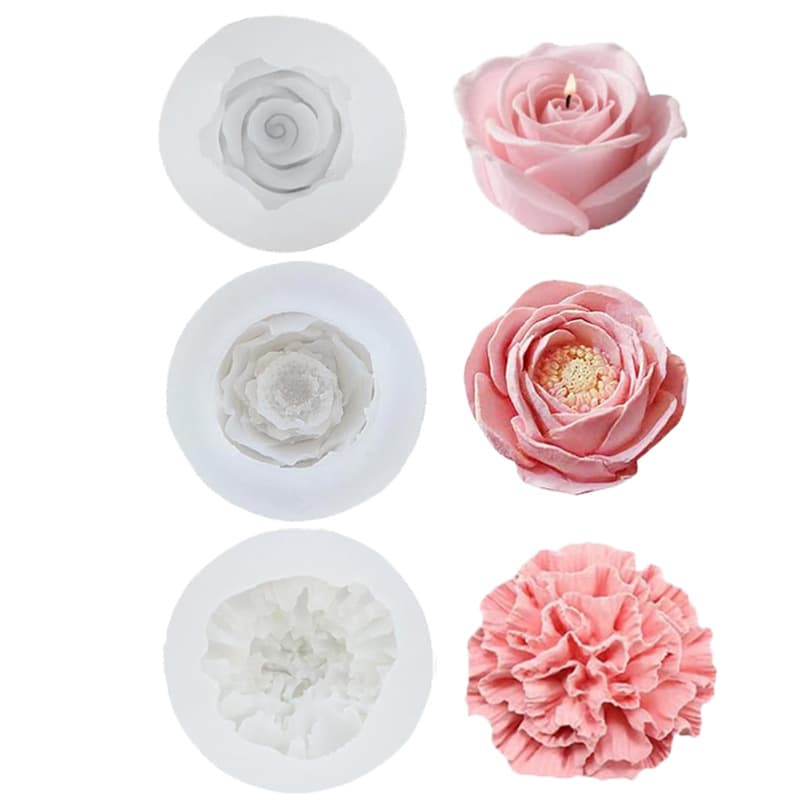 Flower Poppy Rose Peony Silicone Mold for Handmade Scented Candle and Plaster Decoration Mold