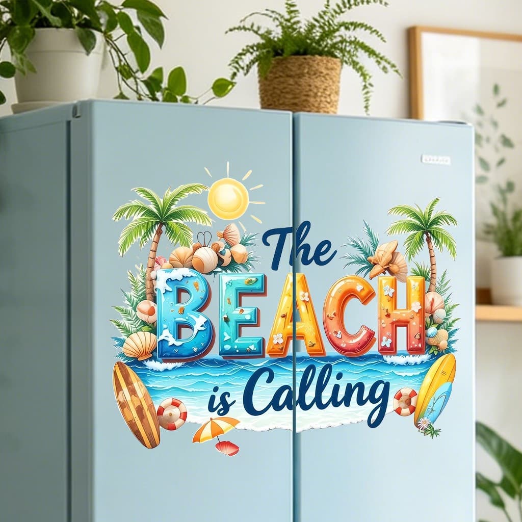 2026 New Self-Adhesive Beach English Sticker Wall Decal Living Room Bedroom Wallpaper Decorative Painting Sticker Anti-Static
