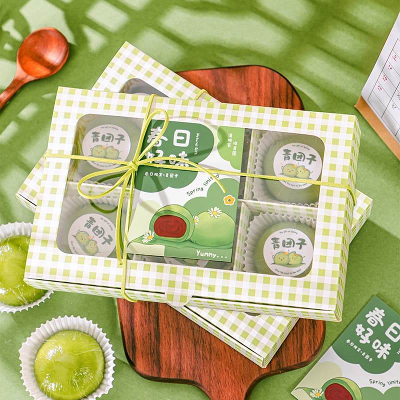 Qingtuan Packaging Box, Qingtuan Takeout Box, Picnic Mung Bean Cake Box, Plaid Box, Bento Packaging Gift Box, 6-Piece
