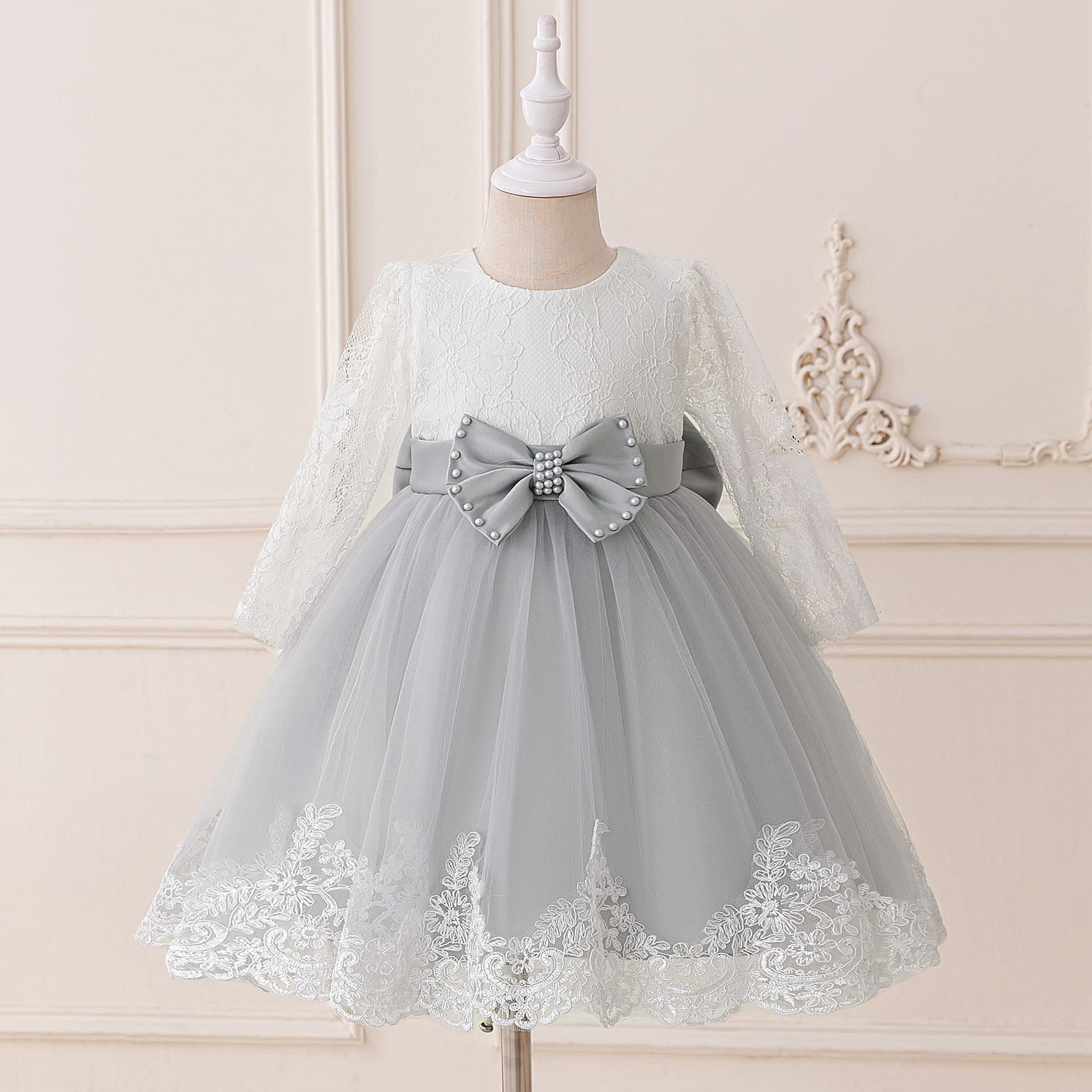 Amazon Best-Selling Girls Princess Dress Lace Catwalk Performance Bow Mesh Tutu Dress