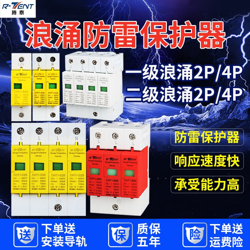Electrical Surge Protector 10KA-100KA 1P-4P Lightning Strike Protection Switch Lightning Arrester Circuit Breaker