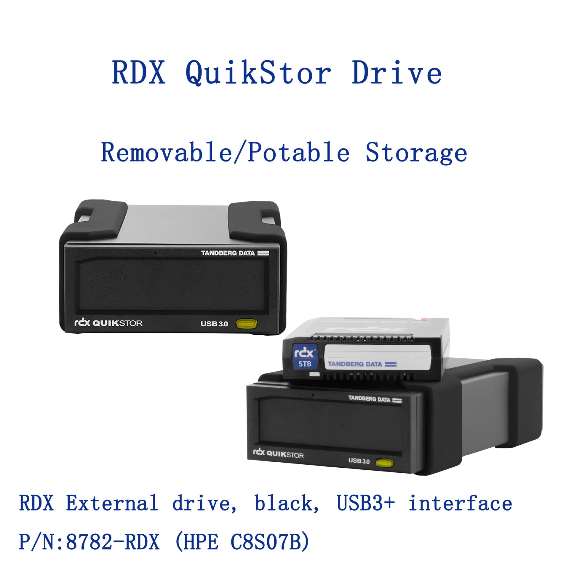 Tandberg Rdx Quikstor Drive, Black, USB3 Interface, HPE Rdx
