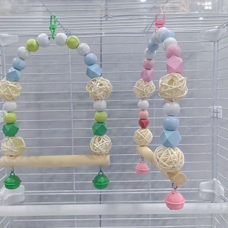 Parrot Cage Accessories Rattan Ball Swing Parrot Swing Toy for Cockatiel, Budgie, Lovebird, Parakeet Chewing Toy