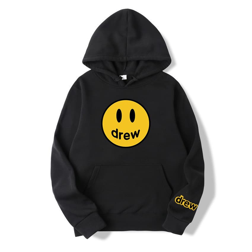 Hailey Baldwin-inspired smiley print oversized unisex pullover hoodie