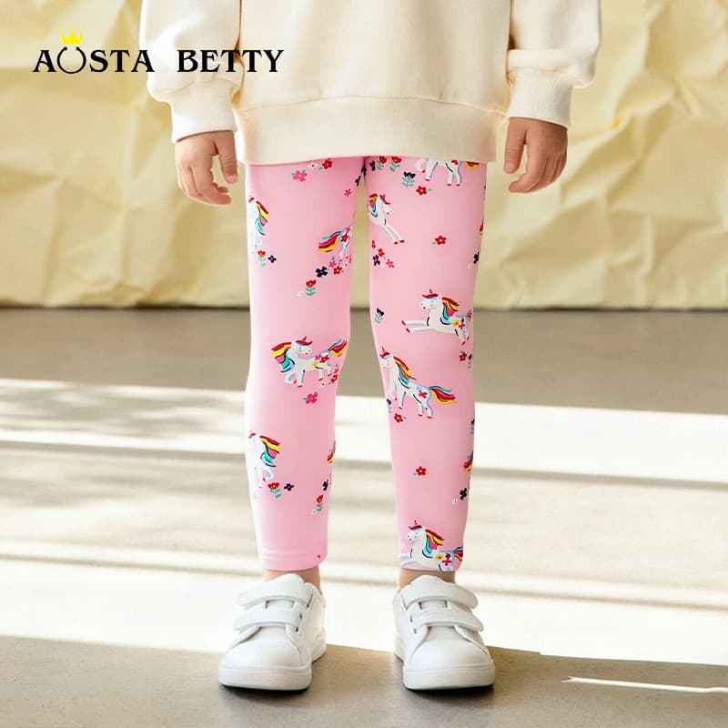 New Autumn Children's Leggings European and American Style Fashion Girls Pants Cartoon Unicorn Print Long Pants for Toddlers and Kids