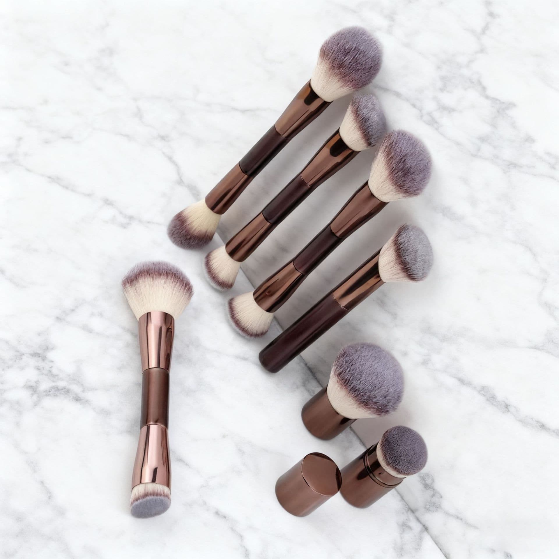 New Cross-Border 7-Piece Dual-Ended Makeup Brush Set with Retractable Base, Foundation, Powder, Contour Makeup Tools