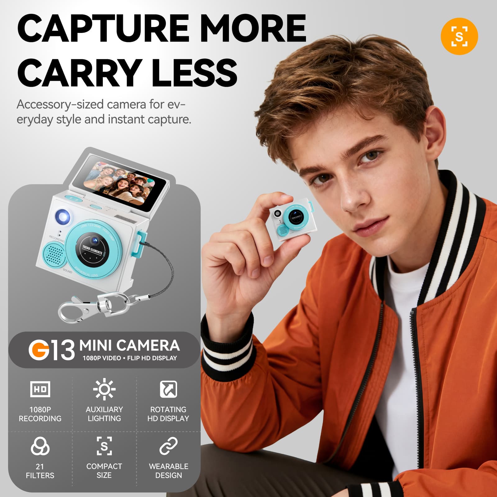 Outdoor Sports Camera Photo Video G13 Mini Camera Student HD Digital Keychain Camera