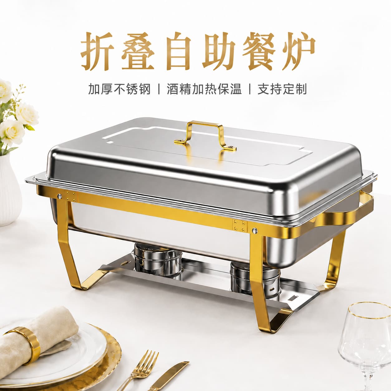 Cross-border stainless steel dining stove hotel buffet alcohol Buffy stove folding food heating insulation buffet stove