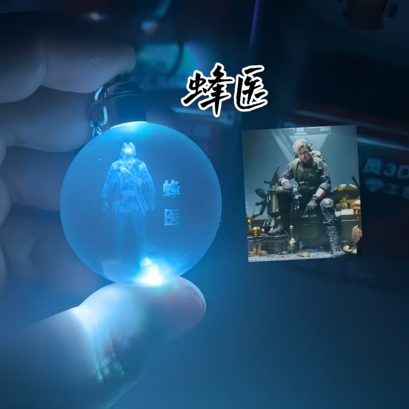 Delta Force Bee Doctor 9k Crystal Glowing Keychain Game Peripheral Gift for Friends Students Creative Pendant