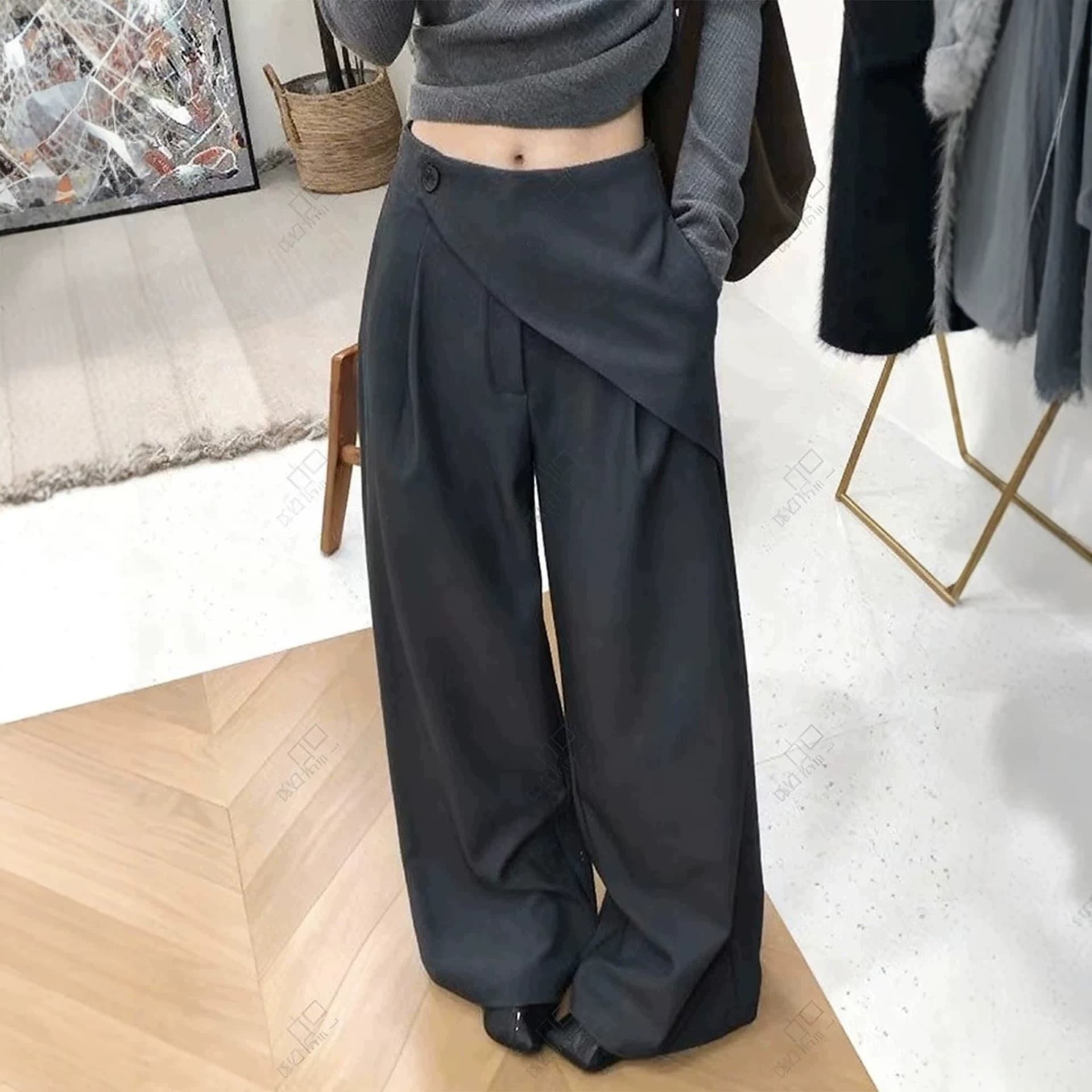 Draped Curtain Style Suit Trousers for Women Summer New Plus Size High Waist Slimming Wide Leg Versatile Loose Casual Pants