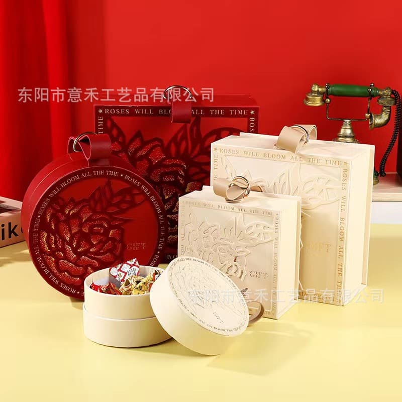 Chinese-Style Premium Galaxy Rose Souvenir Gift Box, Creative Wedding Packaging Box, Empty Box Flip Lid Gift