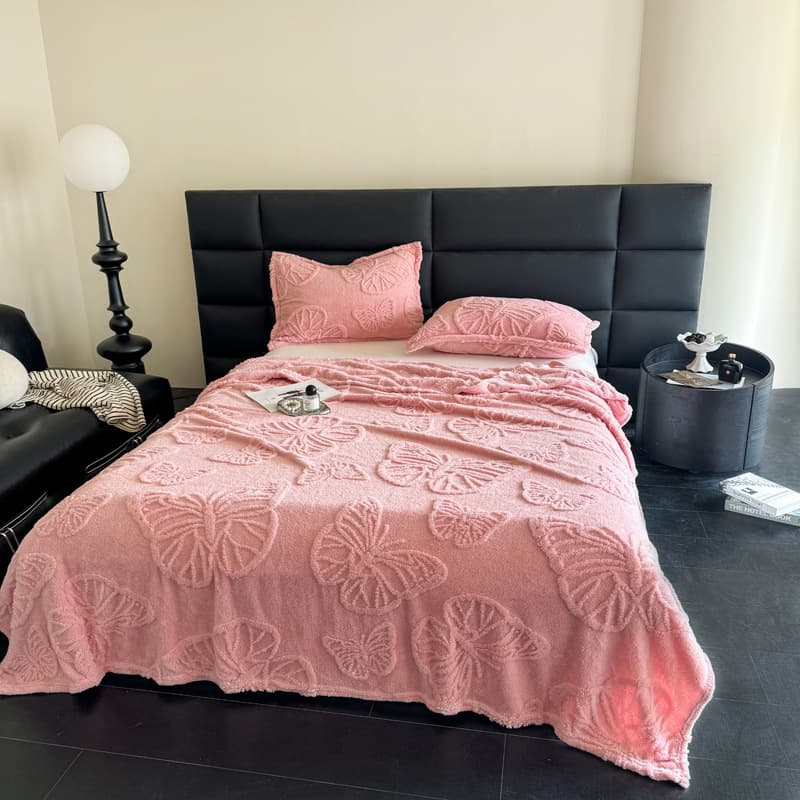 Factory Direct Hot-Selling Cross-Border Taffeta Velvet Butterfly Jacquard Blanket Solid Color Multi-Functional Casual Throw Blanket Wholesale