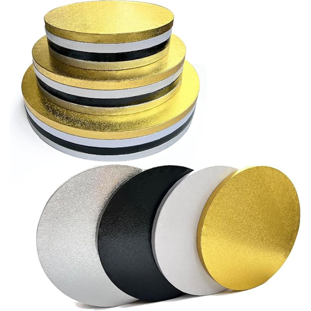 Cross-Border 8/10/12inch Round Cake Base Tray Gold and Silver Oil-Proof Cake Board 12mm Thickened Baking Packaging