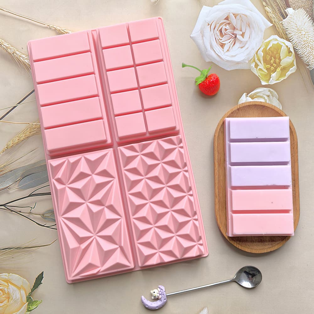 4-Connection 4-Style Rectangular Chocolate 778 Silicone Mold DIY Long Strip Waffle Chocolate Kitchen Baking Tool
