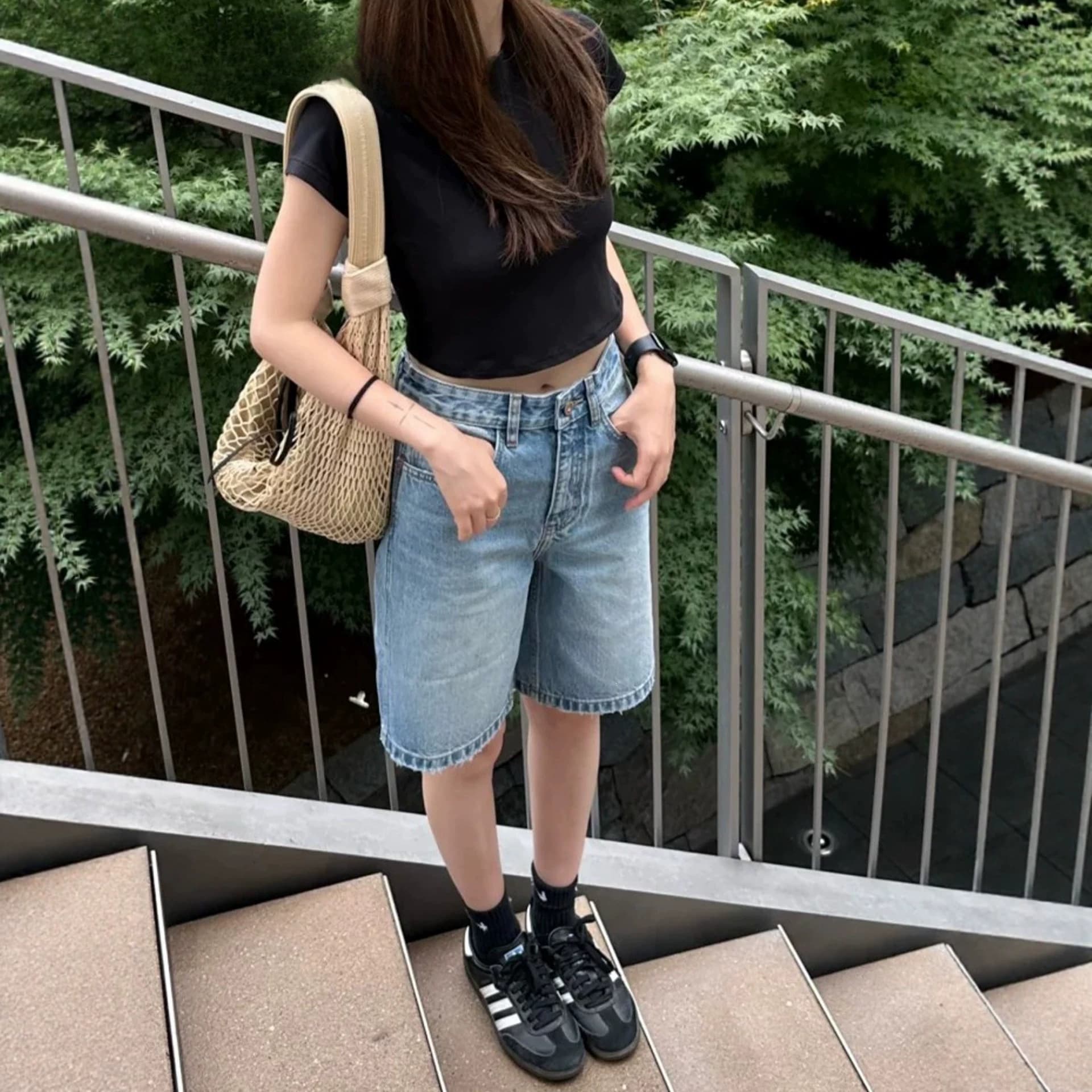 American style five-point denim shorts for women in summer 2026 new slim high-waisted loose straight pants