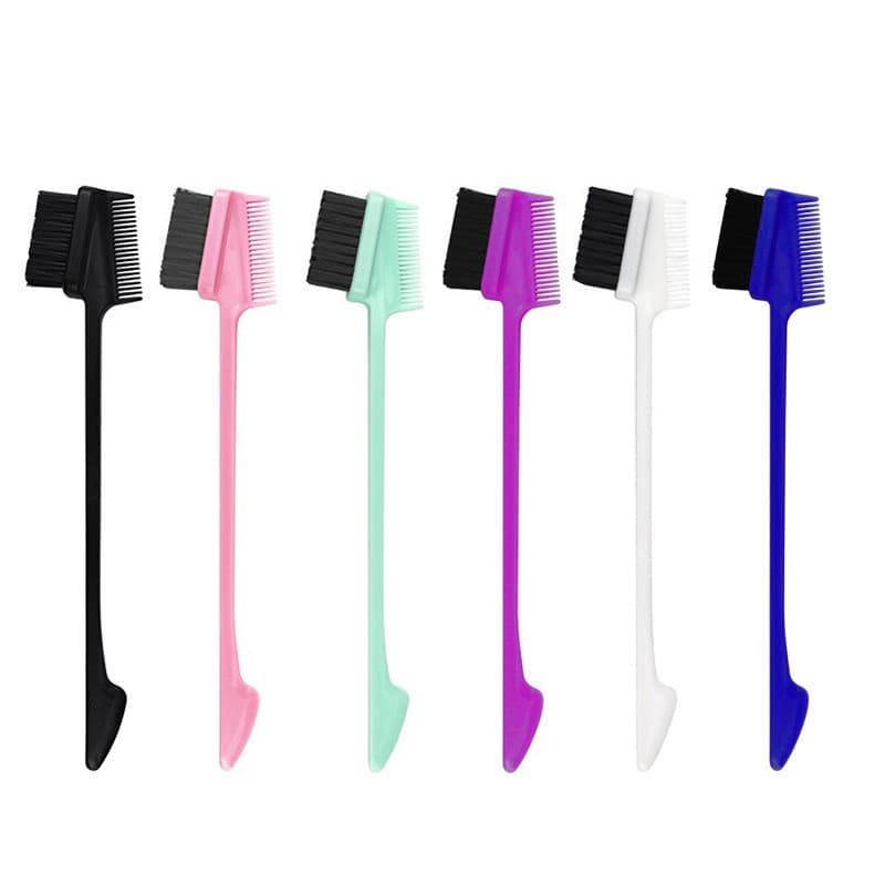 Dual-End Eyebrow Brush Makeup Brush Brush-Type Eyebrow Brush Dual-Use Multi-Color Hair Strand Brush Hairdressing Beauty Tool Export Ready Stock