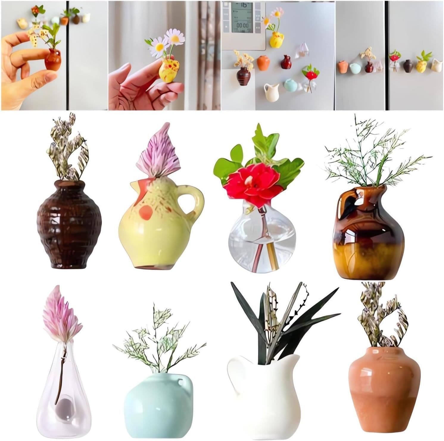 Cross-border New Mini Vase Refrigerator Stickers Home Kitchen Refrigerator Decoration Accessories Office Desktop Resin Ornaments