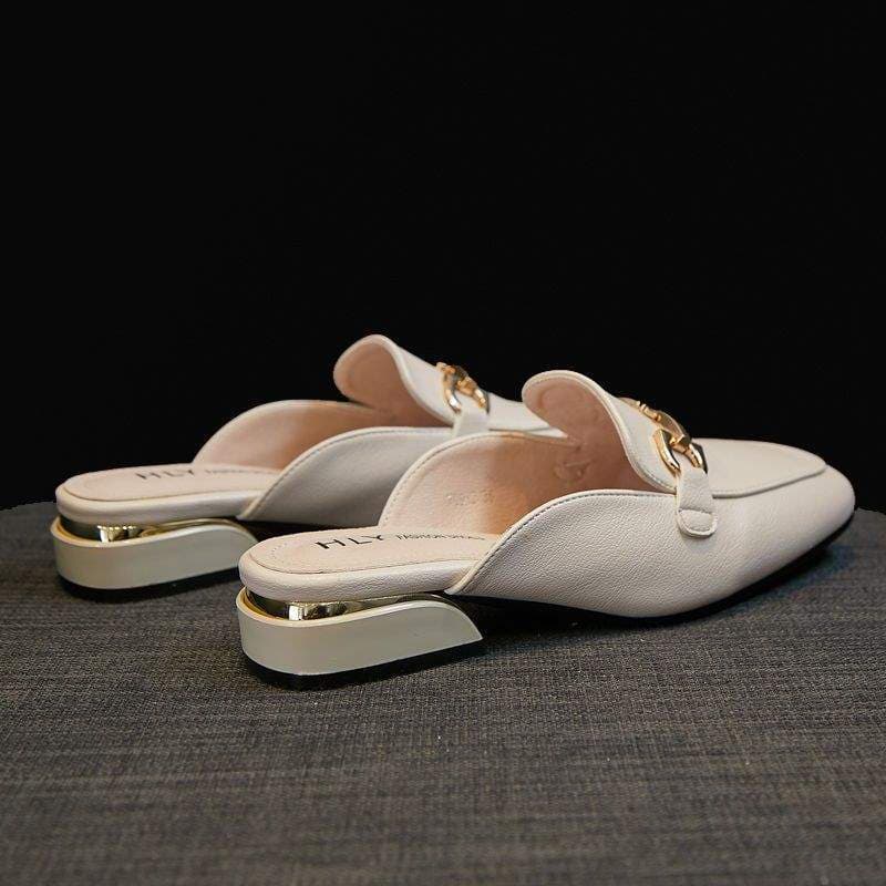 2025 New Trendy Versatile Half-Toe Single Shoes Mid-Heel Enclosed Toe Half Slippers Women Summer Outdoor Fashion Mule Sandals