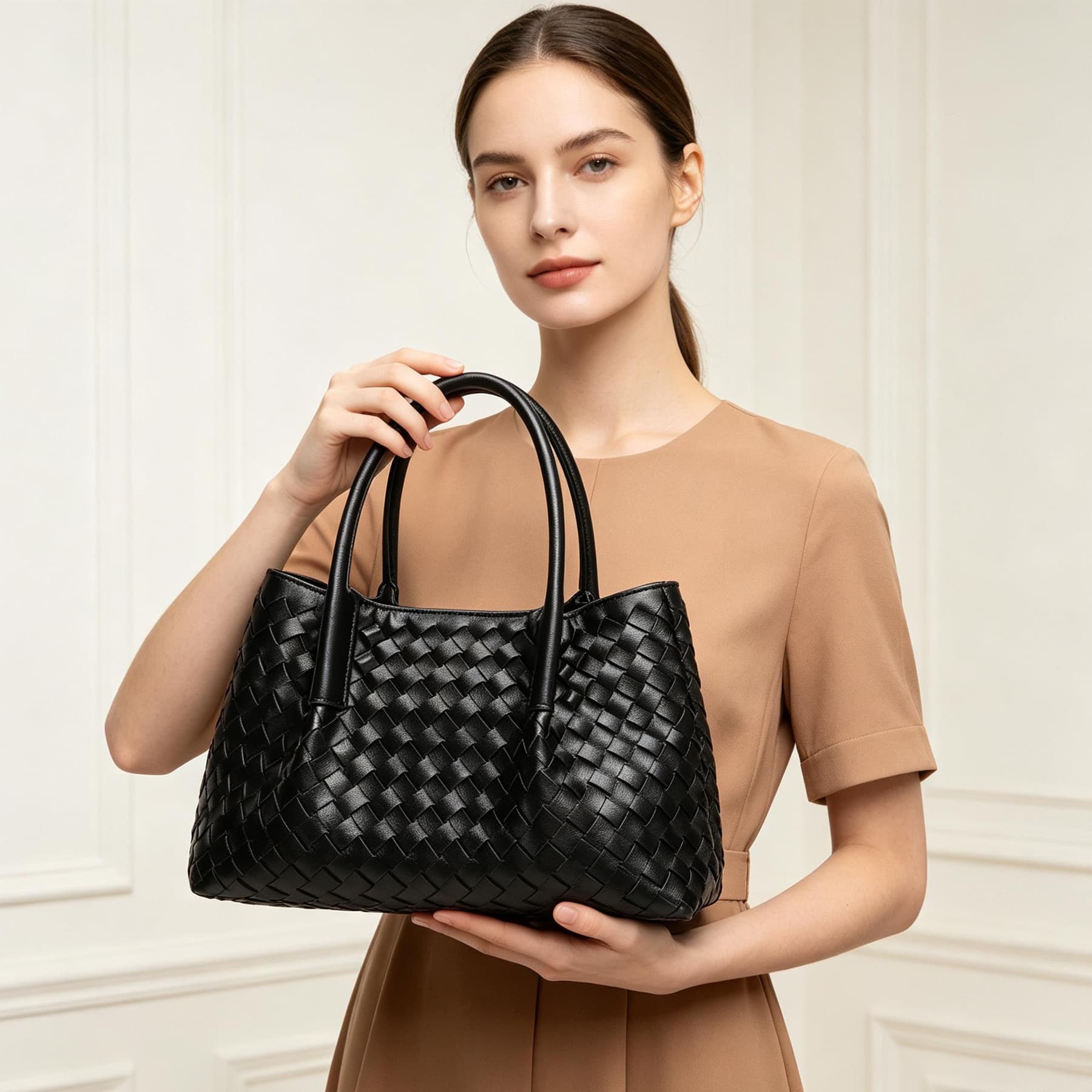 Spring and summer new foreign trade bags for women, pure hand-woven tote bag, single shoulder crossbody bag, foreign style hand bag, tote bag