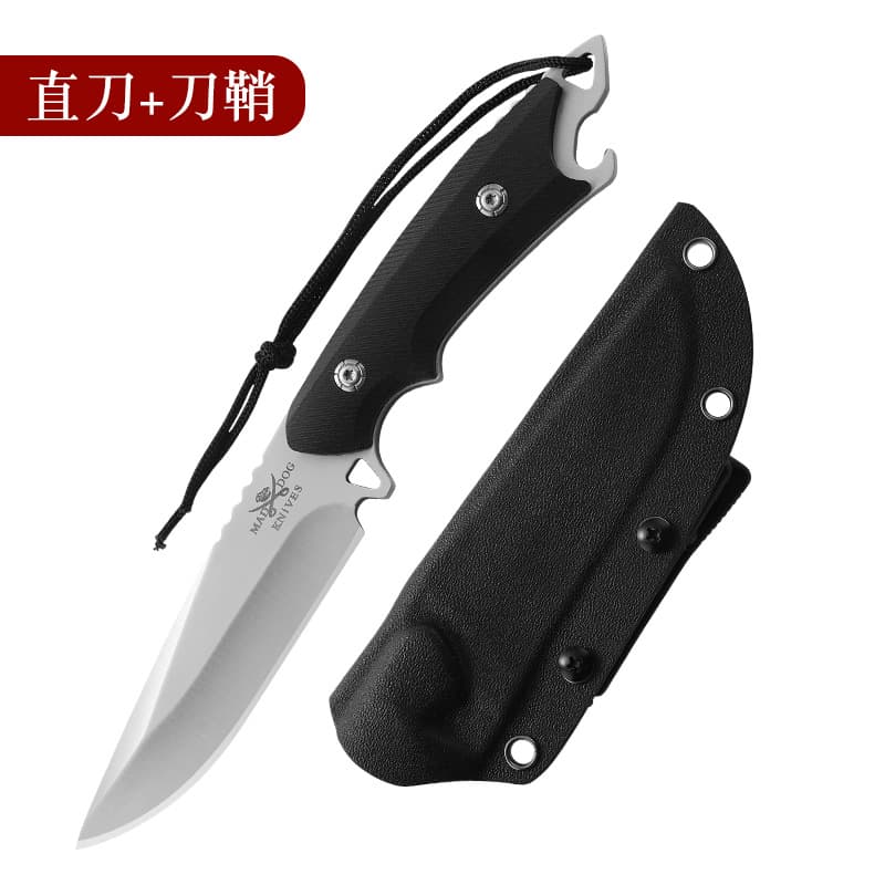 Mad Dog Outdoor Knife K-Sheath Knife Outdoor Hiking Camping Knife Emergency Self-Defense Knife High Hardness Sharp Jungle Exploration Knife