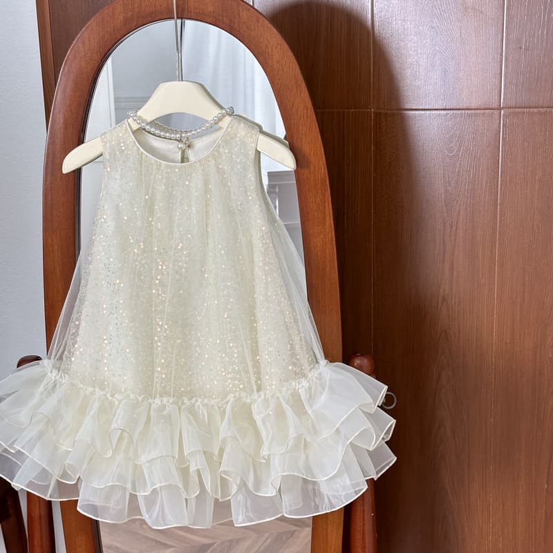 Girls Princess Dress Summer 2026 Baby Girl Fashionable Mesh Sequin Birthday Dress Little Fairy Gown