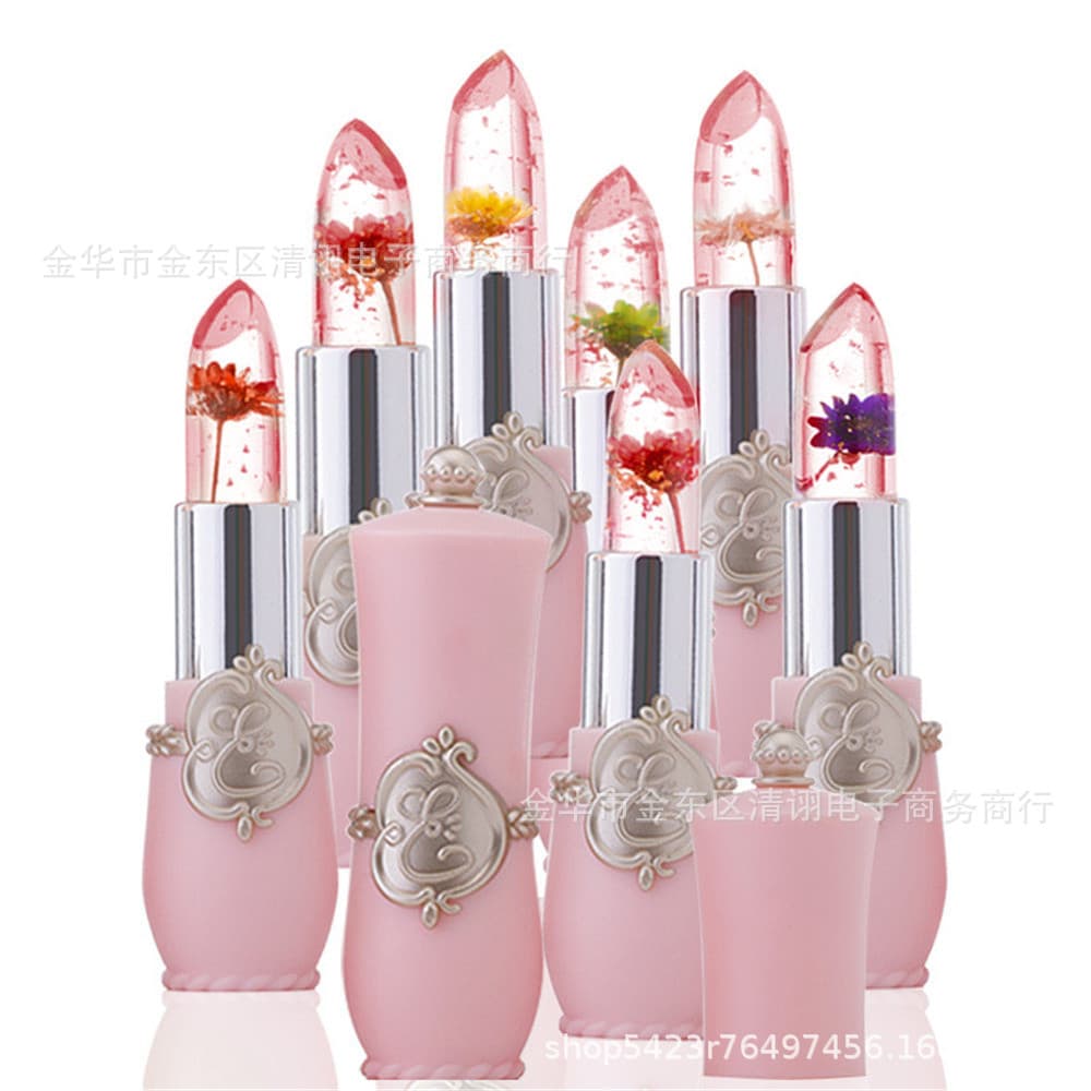 Cross-Border Dried Flower Color-Changing Lipstick Long-Lasting Fade-Resistant Lip Balm Clear Jelly Lipstick Set Lip Oil