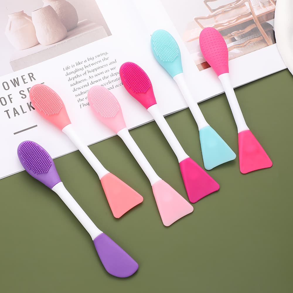 Dual-purpose double-headed mask brush silicone face cleansing brush with mud mask mask brush facial beauty tool